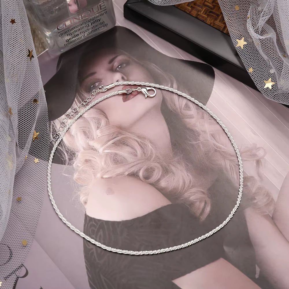 Fashion Simple Sparkling Necklace for Women Silver Color Clavicle Chain Choker Necklace Female Korean Wedding Party Jewelry Gift