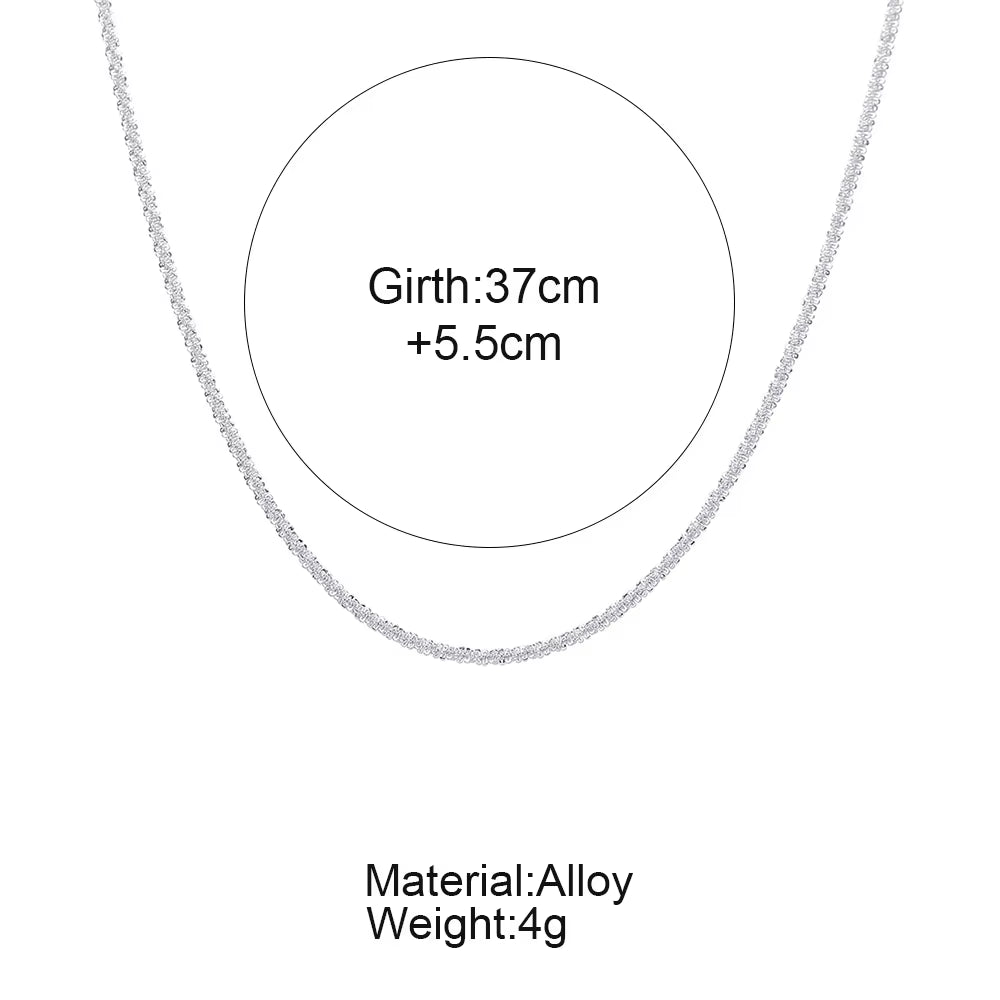 Fashion Simple Sparkling Necklace for Women Silver Color Clavicle Chain Choker Necklace Female Korean Wedding Party Jewelry Gift